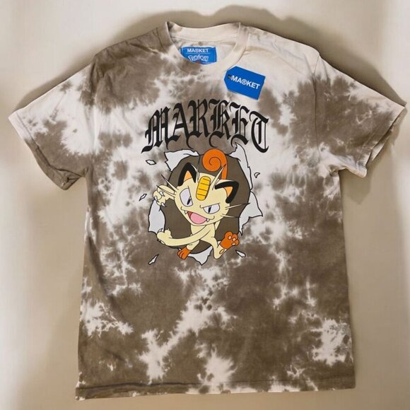 Pokemon x Market Studios Collab Meowth Storm Cloud Shirt Mens Size M Tye Dye NWT - Picture 1 of 8